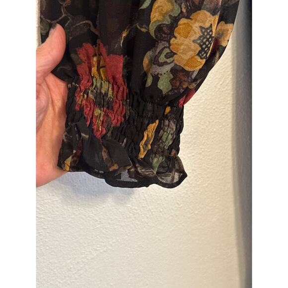 Madison Tara Dress 6 Sheer Fall Floral Lined Handkerchief Hem Fairy Whimsigoth - Picture 4 of 16